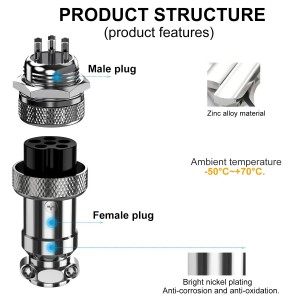 GX16 6 Pins Panel Mount Circular Metal Aviation Connector (6)