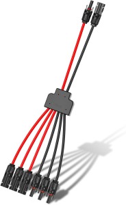 Solar Panel Connectors 10AWG, 2 to 4 Splitter Solar Panels Connectors Y Branch Parallel Adapter Tool-Free Wire Cable (1)