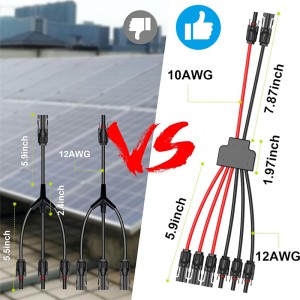 Solar Panel Connectors 10AWG, 2 to 4 Splitter Solar Panels Connectors Y Branch Parallel Adapter Tool-Free Wire Cable (2)